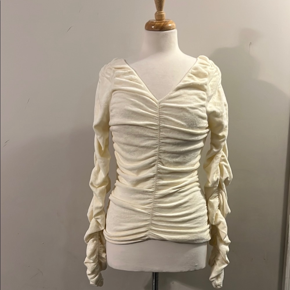 Helmut Lang Ruched Long Sleeve Top